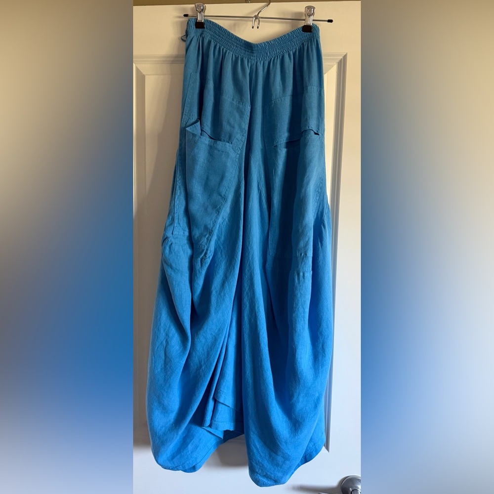 Layered Santorini Blue Maxi Skirt with two front pockets